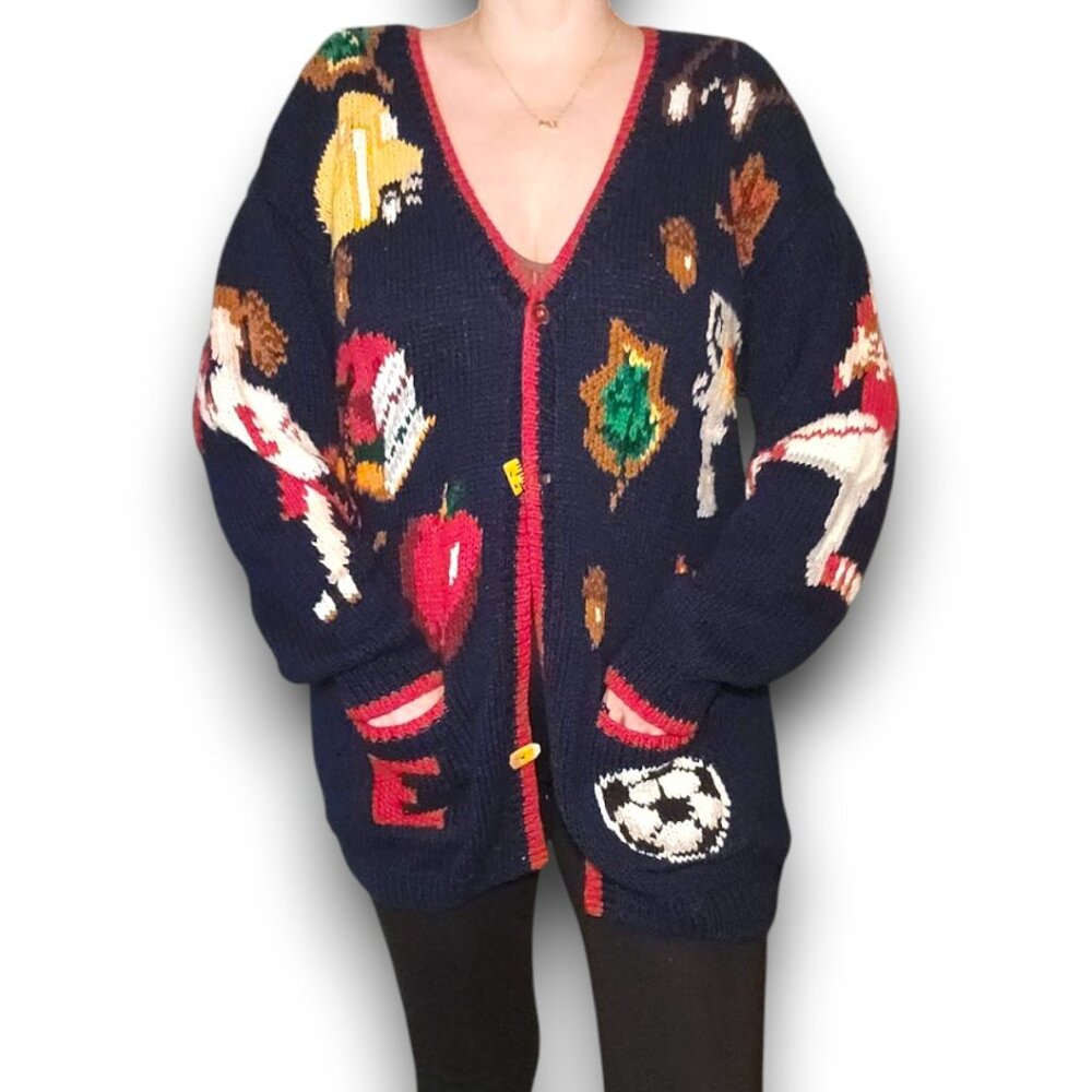 Vintage RARE 90s HOMECOMING Football Cheerleader Knit Cardigan Sweater‎ - Picture 2 of 8